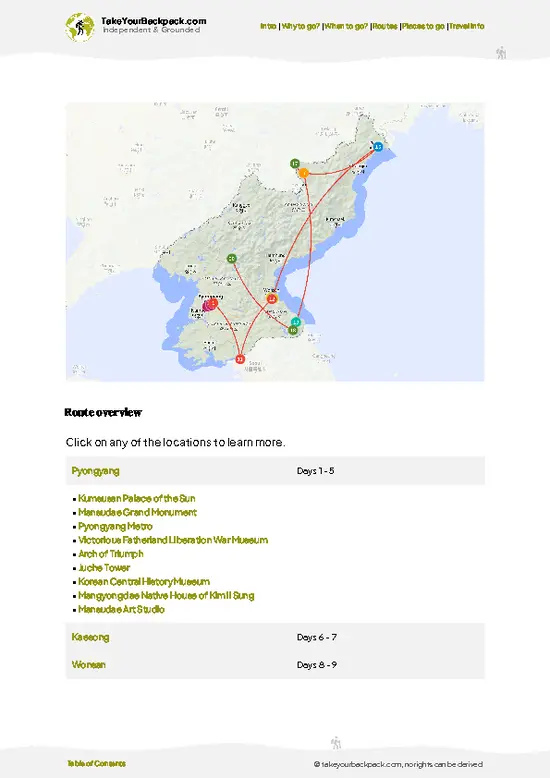 example page 4 from our offline Travel Guide for North Korea
